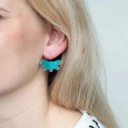 Leather Petal Hoop Earrings - Multiple Colours