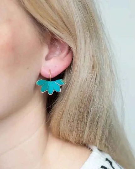 Leather Petal Hoop Earrings - Multiple Colours