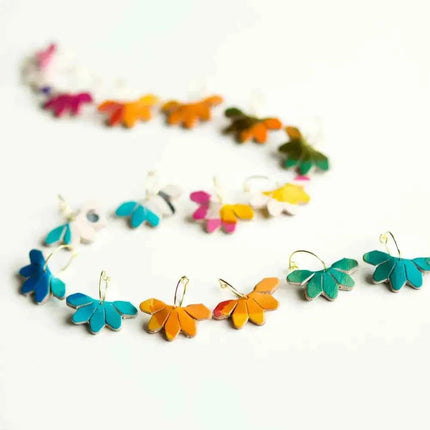 Leather Petal Hoop Earrings - Multiple Colours