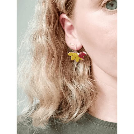Leather Petal Hoop Earrings - Multiple Colours