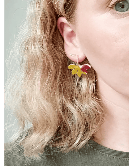 Leather Petal Hoop Earrings - Multiple Colours