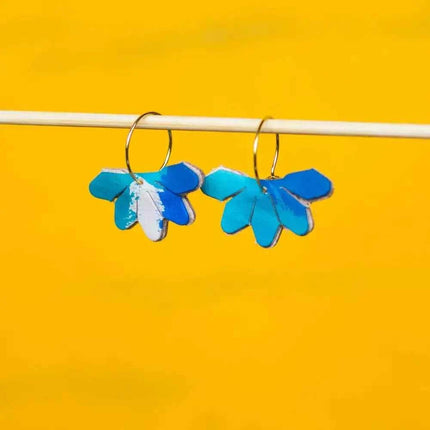 Leather Petal Hoop Earrings - Multiple Colours