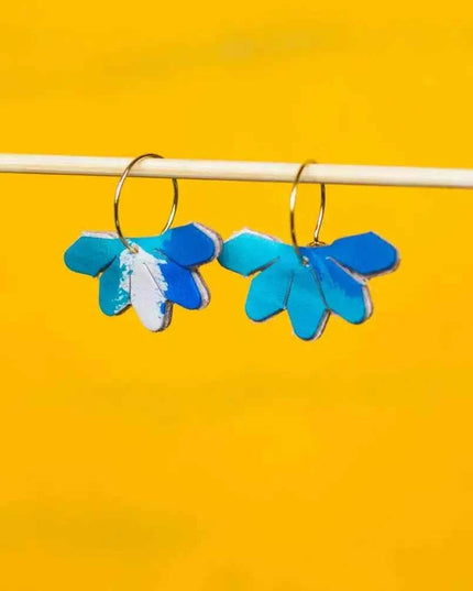 Leather Petal Hoop Earrings - Multiple Colours