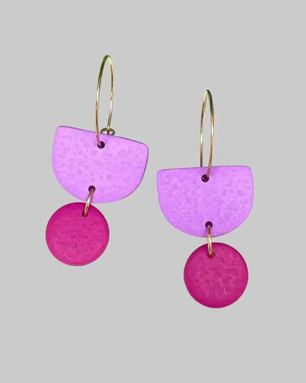 Lilac Colour Block Hoop Earrings - Polymer Clay