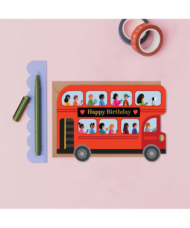 London Bus Die-Cut Birthday Card