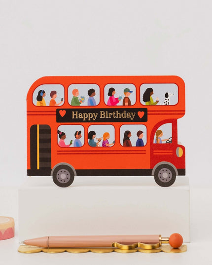 London Bus Die-Cut Birthday Card
