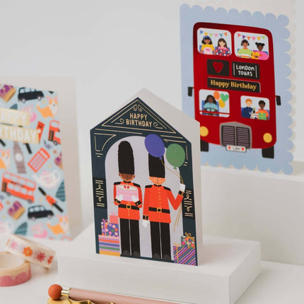 London Bus Scalloped Birthday Card Modern Birthday Card