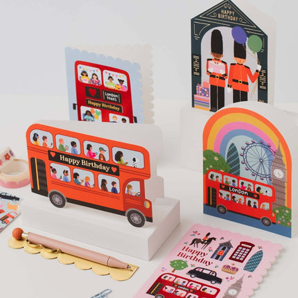 London Icons Scalloped Pink Birthday Card