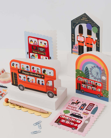 London Icons Scalloped Pink Birthday Card