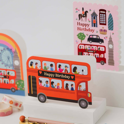 London Icons Scalloped Pink Birthday Card