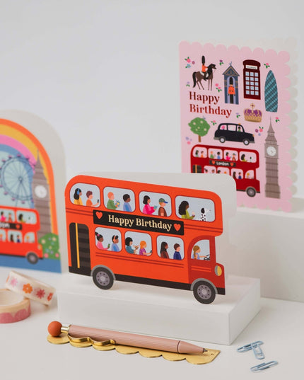London Icons Scalloped Pink Birthday Card