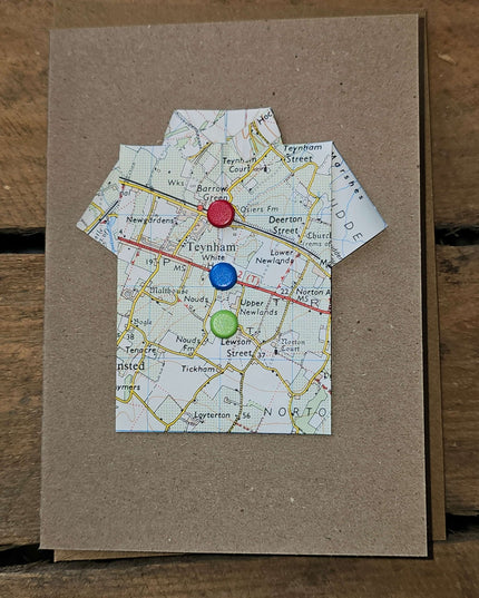 Map Shirt Greetings Card - Handmade by The Red Squirrel