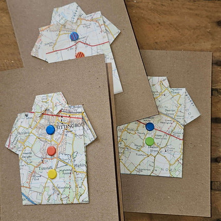 Map Shirt Greetings Card - Handmade by The Red Squirrel