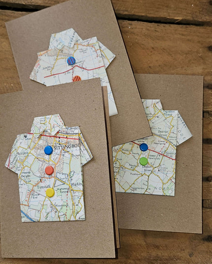 Map Shirt Greetings Card - Handmade by The Red Squirrel