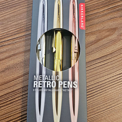Metallic Retro Pens - set of 3