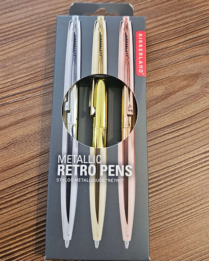 Metallic Retro Pens - set of 3