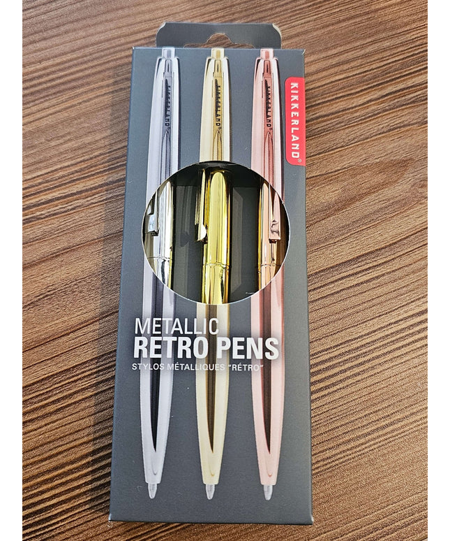 Metallic Retro Pens - set of 3