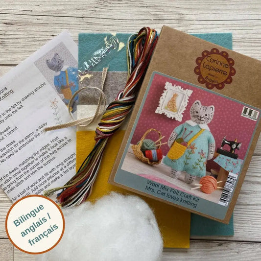 Mrs. Cat Loves Knitting Felt Craft Mini Kit - Felt craft kits