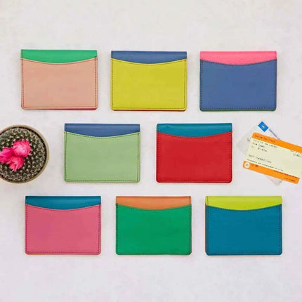 Multicoloured Recycled Leather Card Holder - Fairtrade
