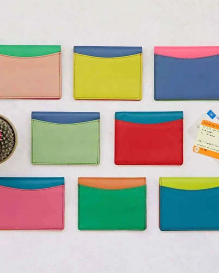Multicoloured Recycled Leather Card Holder - Fairtrade