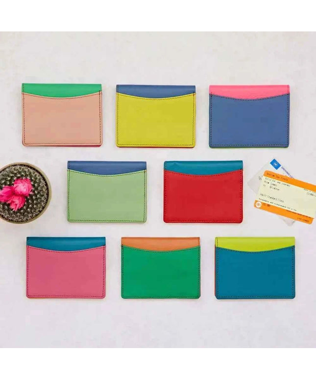 Multicoloured Recycled Leather Card Holder - Fairtrade