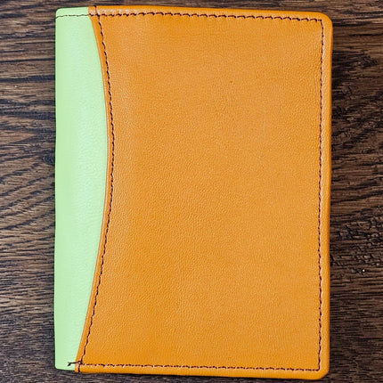 Multicoloured Recycled Leather Card Holder - Fairtrade Orange