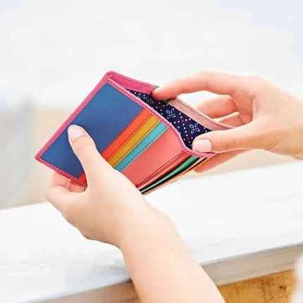 Multicoloured Recycled Leather Card Holder - Fairtrade