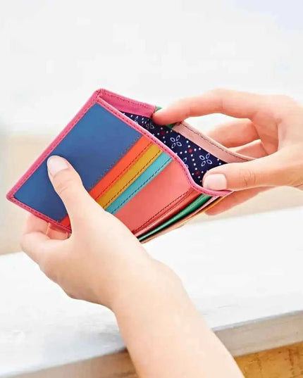 Multicoloured Recycled Leather Card Holder - Fairtrade
