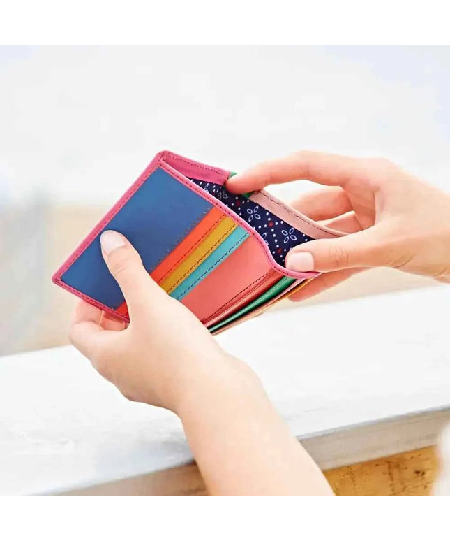 Multicoloured Recycled Leather Card Holder - Fairtrade