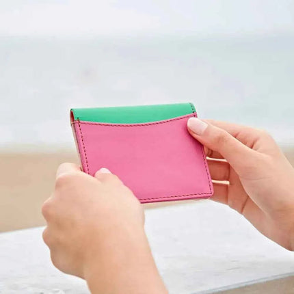 Multicoloured Recycled Leather Card Holder - Fairtrade