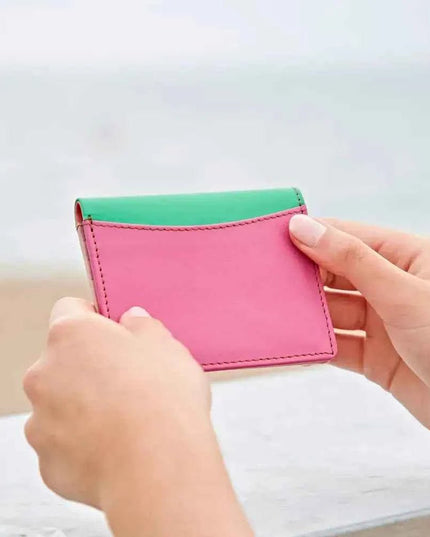 Multicoloured Recycled Leather Card Holder - Fairtrade