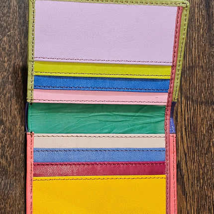 Multicoloured Recycled Leather Card Holder - Fairtrade