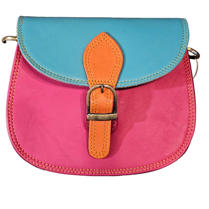 Multicoloured Saddle Crossbody Bag Dark Pink