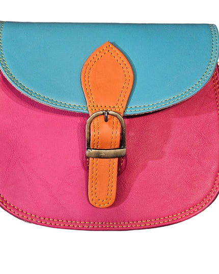Multicoloured Saddle Crossbody Bag Dark Pink
