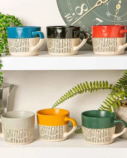 Nicola Spring Ceramic Dipped Dash Coffee Mug - 450ml - Blue