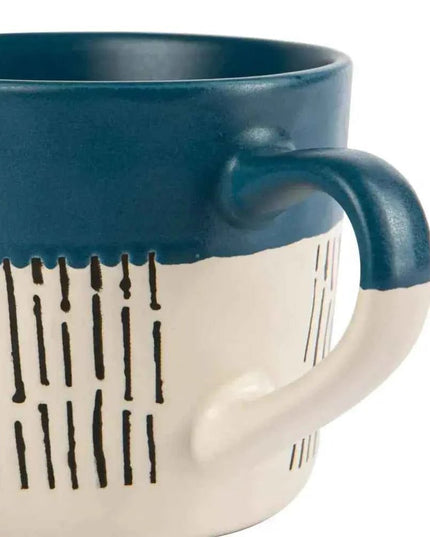 Nicola Spring Ceramic Dipped Dash Coffee Mug - 450ml - Blue