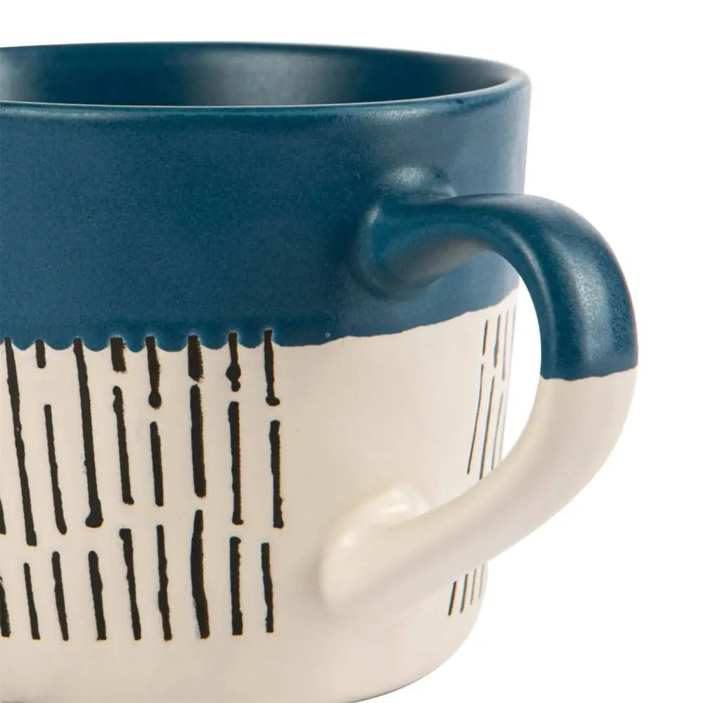 Nicola Spring Ceramic Dipped Dash Coffee Mug - 385ml - Blue