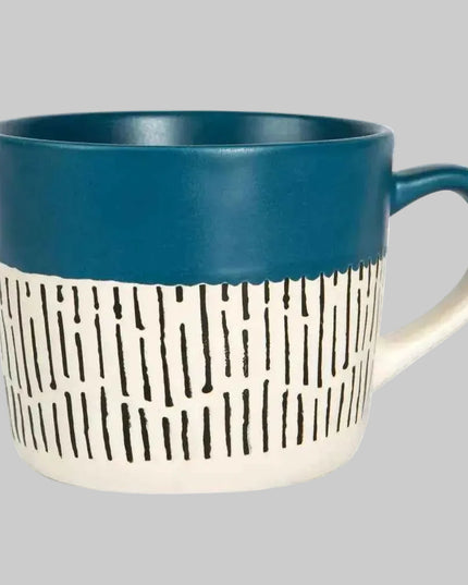 Nicola Spring Ceramic Dipped Dash Coffee Mug - 450ml - Blue