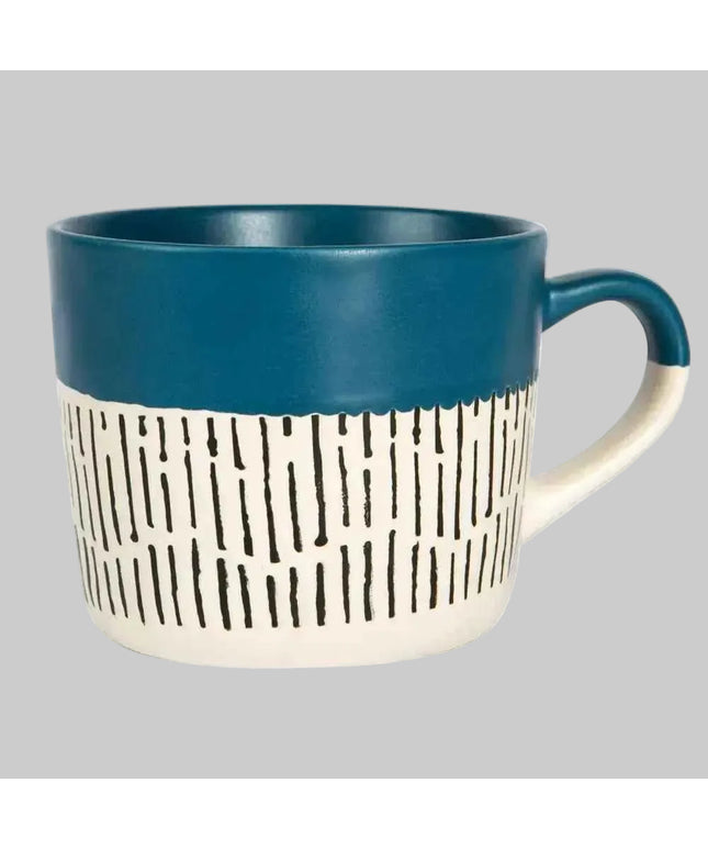 Nicola Spring Ceramic Dipped Dash Coffee Mug - 450ml - Blue