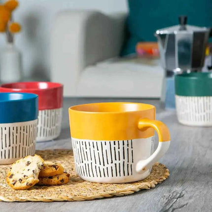 Nicola Spring Ceramic Dipped Dash Coffee Mug 450ml Mustard