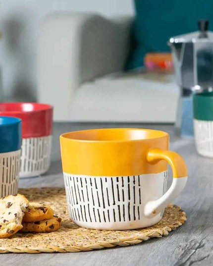 Nicola Spring Ceramic Dipped Dash Coffee Mug 450ml Mustard