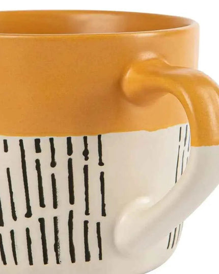 Nicola Spring Ceramic Dipped Dash Coffee Mug 450ml Mustard
