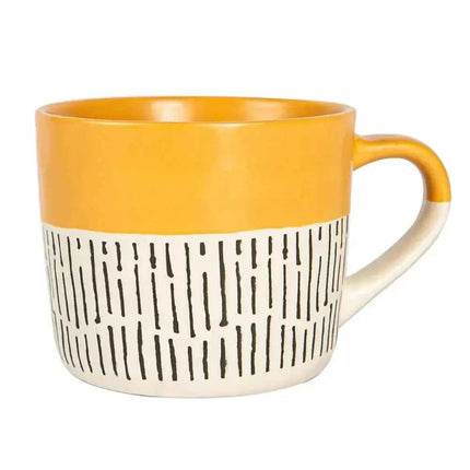 Nicola Spring Ceramic Dipped Dash Coffee Mug 450ml Mustard