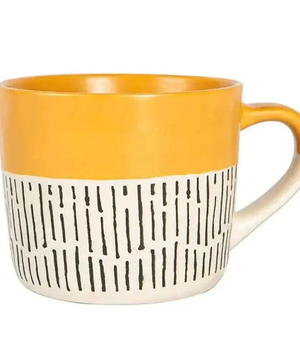 Nicola Spring Ceramic Dipped Dash Coffee Mug 450ml Mustard