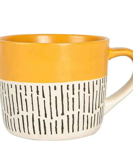 Nicola Spring Ceramic Dipped Dash Coffee Mug 450ml Mustard