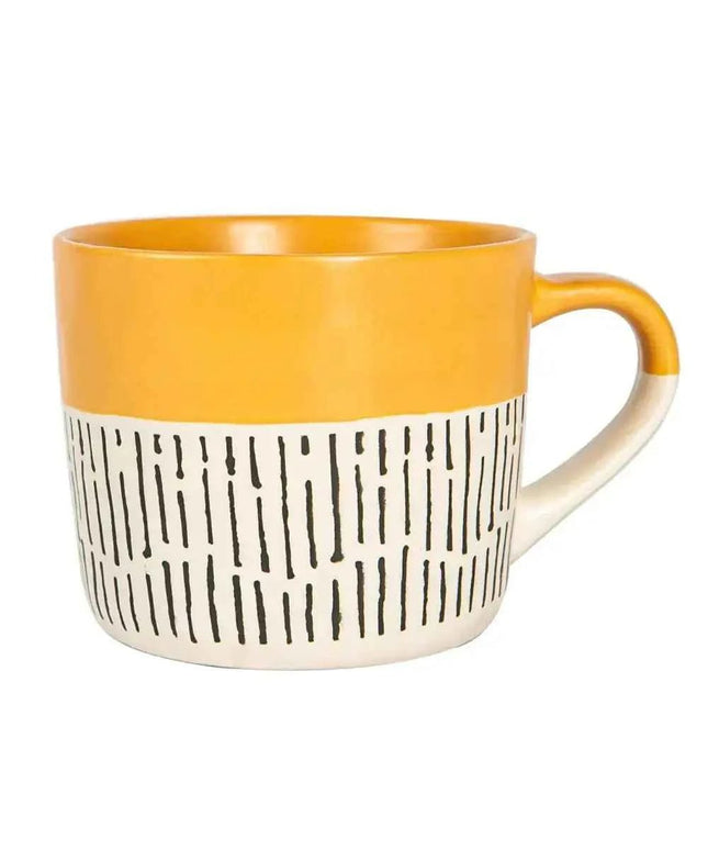 Nicola Spring Ceramic Dipped Dash Coffee Mug 450ml Mustard