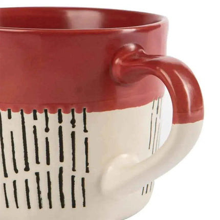 Nicola Spring Ceramic Dipped Dash Coffee Mug - 450ml- Red
