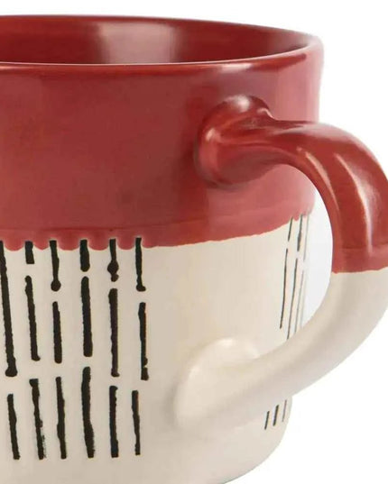 Nicola Spring Ceramic Dipped Dash Coffee Mug - 450ml- Red