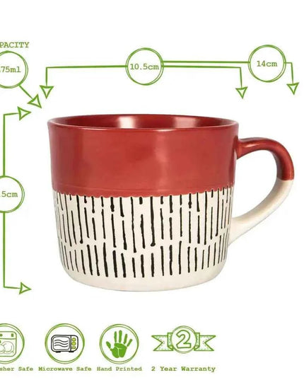 Nicola Spring Ceramic Dipped Dash Coffee Mug - 450ml- Red