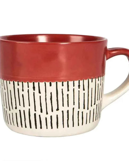 Nicola Spring Ceramic Dipped Dash Coffee Mug - 450ml- Red